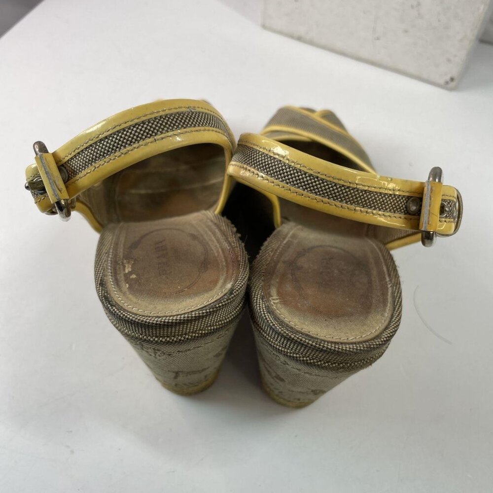 Prada Canvas Slingback Espadrille Wedge Sandals, Vintage, Size 37.5 (US 7 - Picture 9 of 11